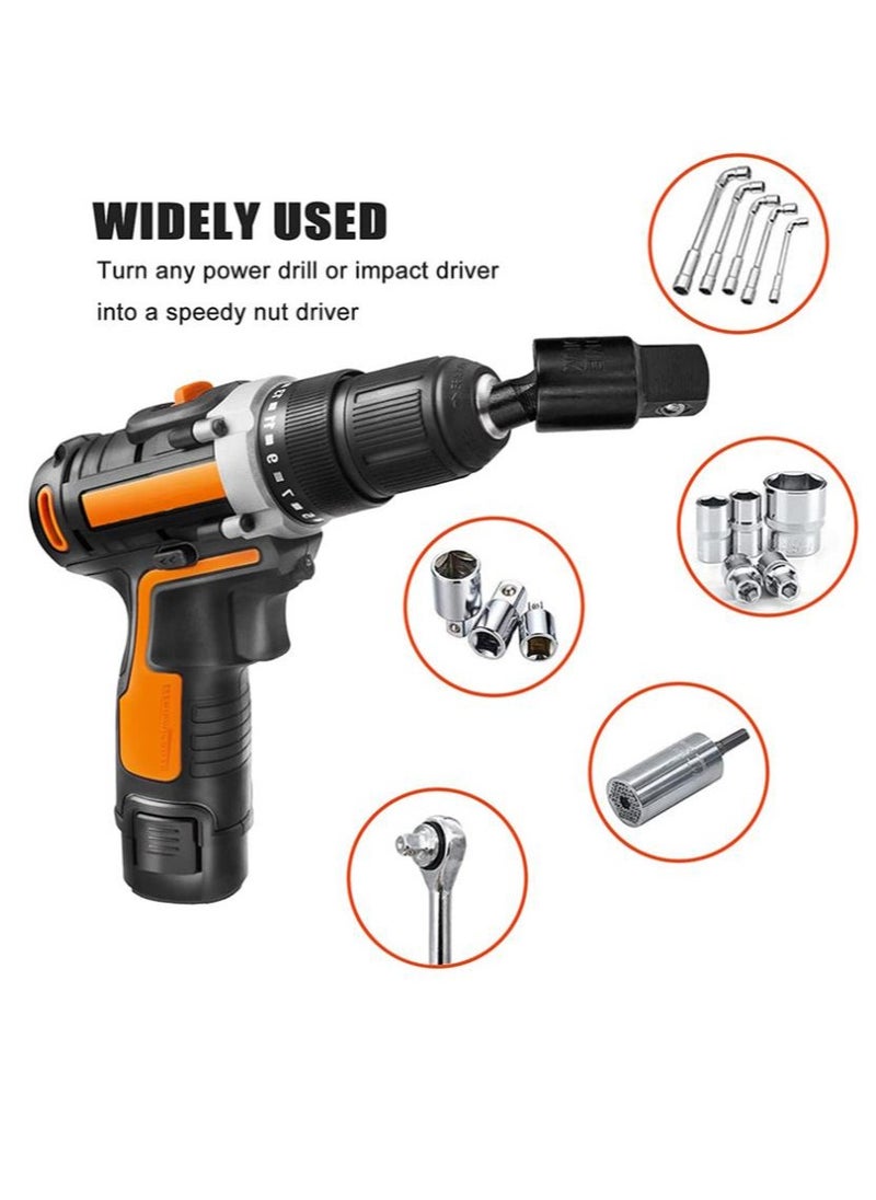 Bukela - Power Drill Sockets Adapter Impact Driver Adapter 360 Degrees Rotatable Hex Shank Impact Driver Socket Adapter Socket to Drill Adapter 1/4" 3/8" 1/2" Impact Driver Adapter 3 Piece - Image 1