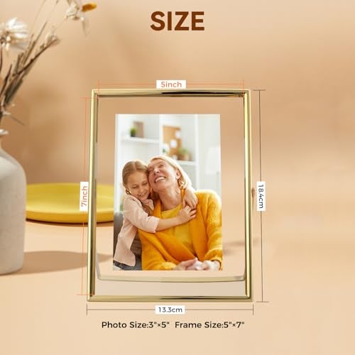 AhaGo Gold Floating Frame, 5"x7", Vertical, 2 Set, For Picture 4x6, 3.5x5,2x3, Small Desktop Photo Frames, Classy Gift For Anniversary, Wedding or Birthday - Image 2
