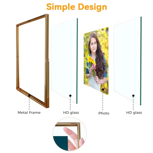 AhaGo Gold Floating Frame, 5"x7", Vertical, 2 Set, For Picture 4x6, 3.5x5,2x3, Small Desktop Photo Frames, Classy Gift For Anniversary, Wedding or Birthday - Image 5