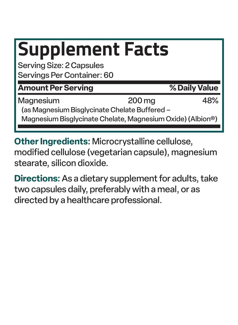 Bronson Magnesium Glycinate 200 MG per Serving Chelated for High Absorption, Gentle On Stomach, Non-GMO, 120 Vegetarian Capsules - Image 4