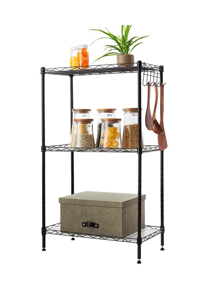 BLOOMING TIME 3 Tier Narrow Metal Wire Shelving Rack - Adjustable Steel Storage Shelves, Organizer for Kitchen, Pantry, Laundry, Office - Image 1