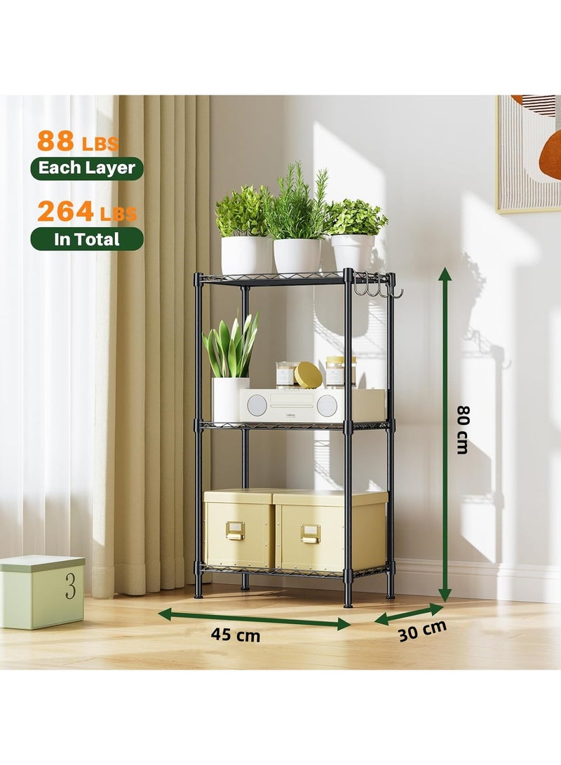 BLOOMING TIME 3 Tier Narrow Metal Wire Shelving Rack - Adjustable Steel Storage Shelves, Organizer for Kitchen, Pantry, Laundry, Office - Image 2