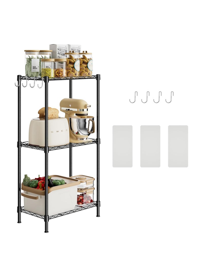 BLOOMING TIME 3 Tier Narrow Metal Wire Shelving Rack - Adjustable Steel Storage Shelves, Organizer for Kitchen, Pantry, Laundry, Office - Image 3