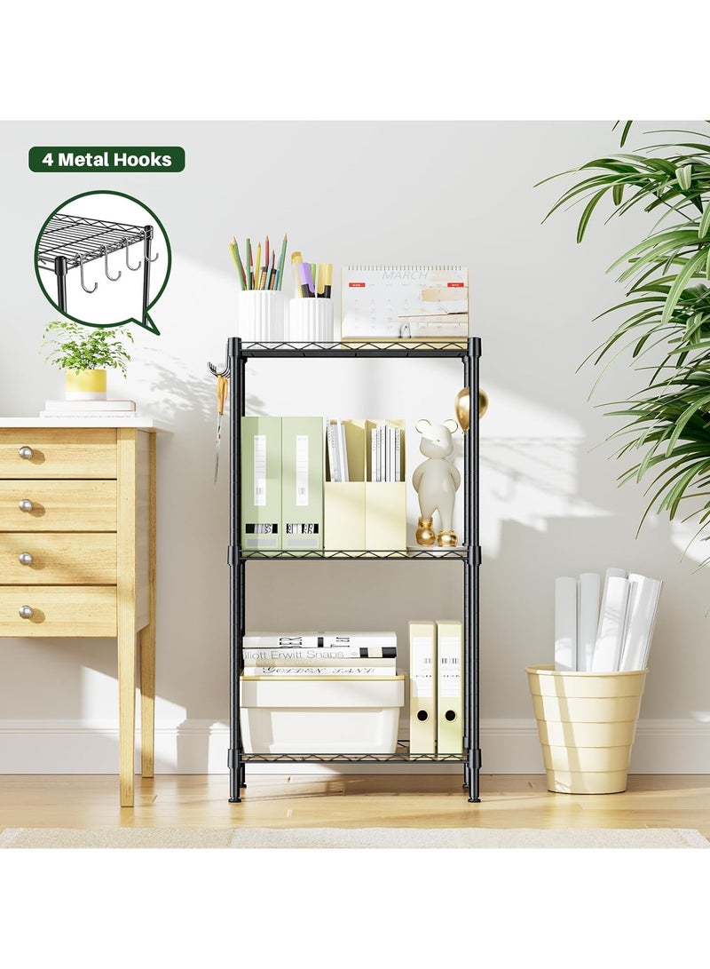 BLOOMING TIME 3 Tier Narrow Metal Wire Shelving Rack - Adjustable Steel Storage Shelves, Organizer for Kitchen, Pantry, Laundry, Office - Image 4