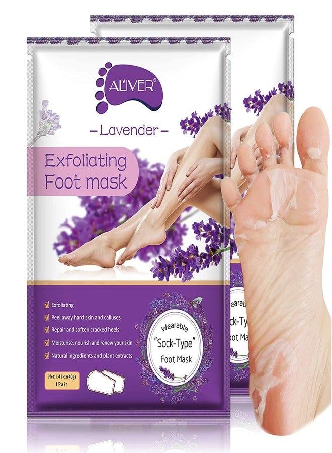 WEIDA SIGN Foot Peel Mask 2 Pack,Peeling Away Calluses and Dead Skin Cells, Natural Exfoliator for Dry Dead Skin, Callus, Repair Rough Heels for Men Women (Lavender) - Image 1