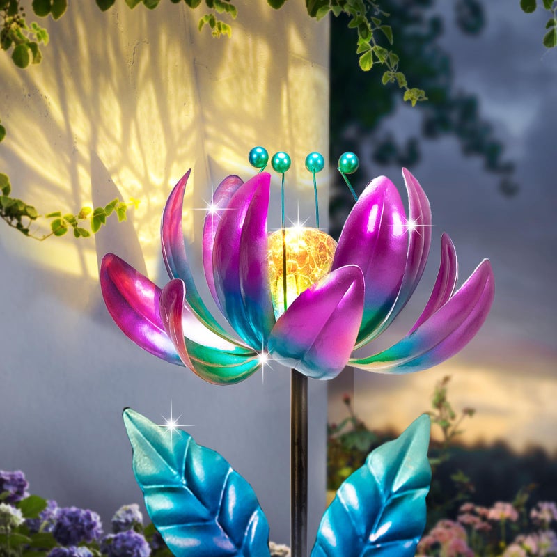 SUCUY Outdoor Garden Decor Solar Spinners Lights - Metal Wind Spinner Solar Lights for Yard, Patio, Garden Lawn Oranments - Image 1