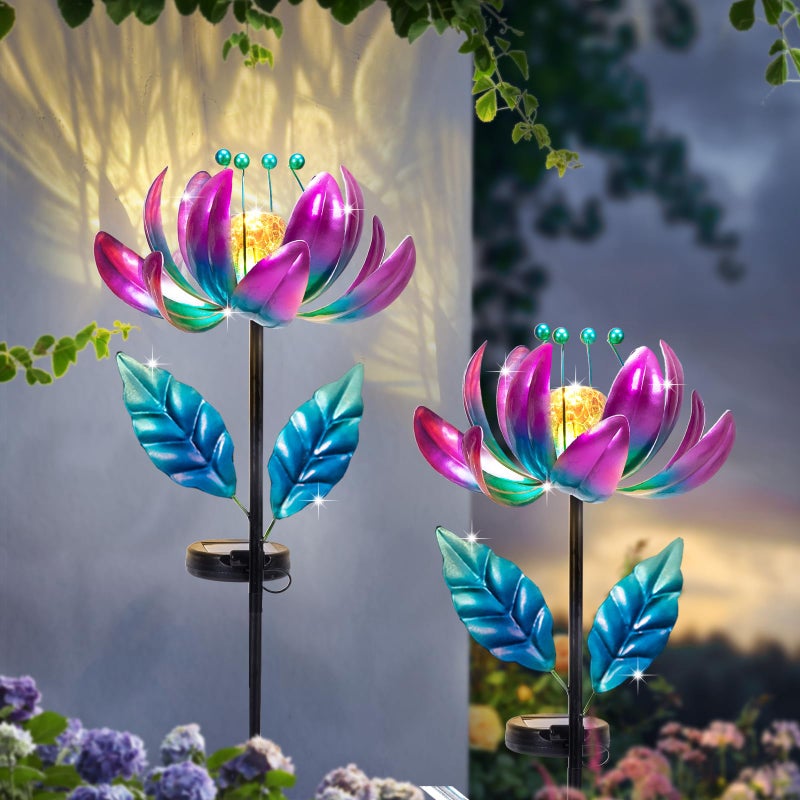 SUCUY Outdoor Garden Decor Solar Spinners Lights - Metal Wind Spinner Solar Lights for Yard, Patio, Garden Lawn Oranments - Image 5
