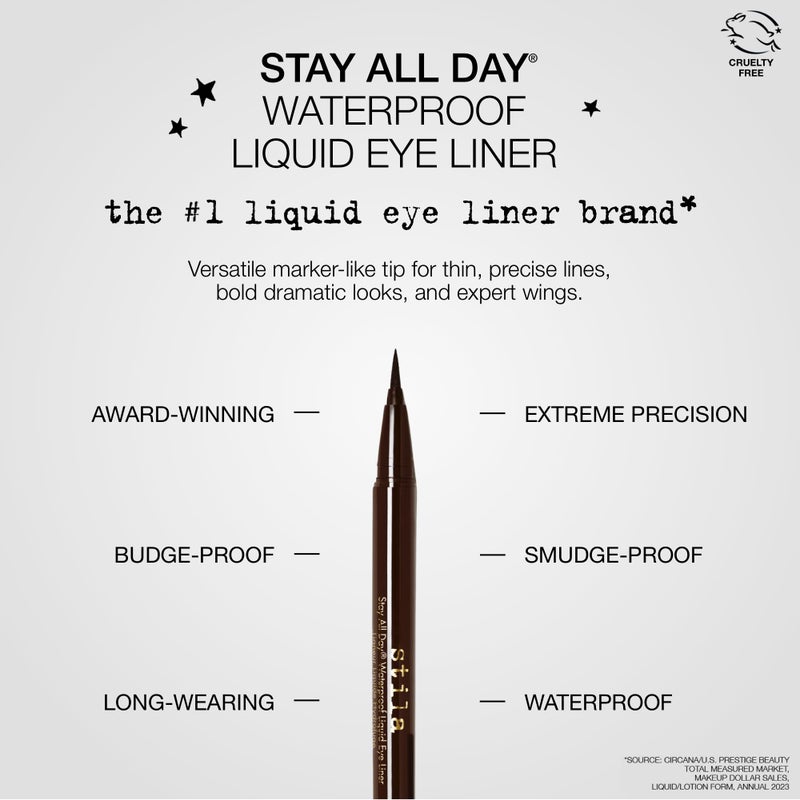 Stila Stay All Day Waterproof Liquid Eye Liner, Dark Brown, 1 Count (Pack of 1) - Image 3