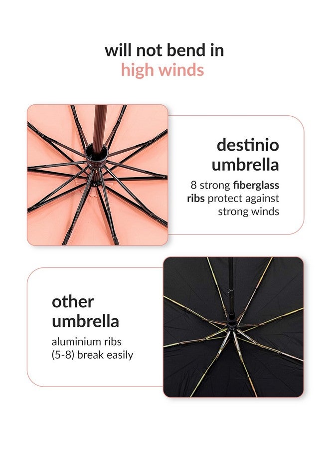 Destinio Umbrella for Men - Automatic Large Size Foldable Umbrella with Travel Cover for Man and women - 3 fold Windproof umbrella (23 Inch (Large folding), Pink (Auto open close)) - Image 5