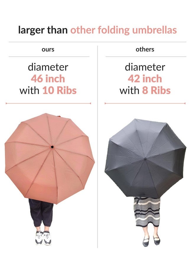 Destinio Umbrella for Men - Automatic Large Size Foldable Umbrella with Travel Cover for Man and women - 3 fold Windproof umbrella (23 Inch (Large folding), Pink (Auto open close)) - Image 3