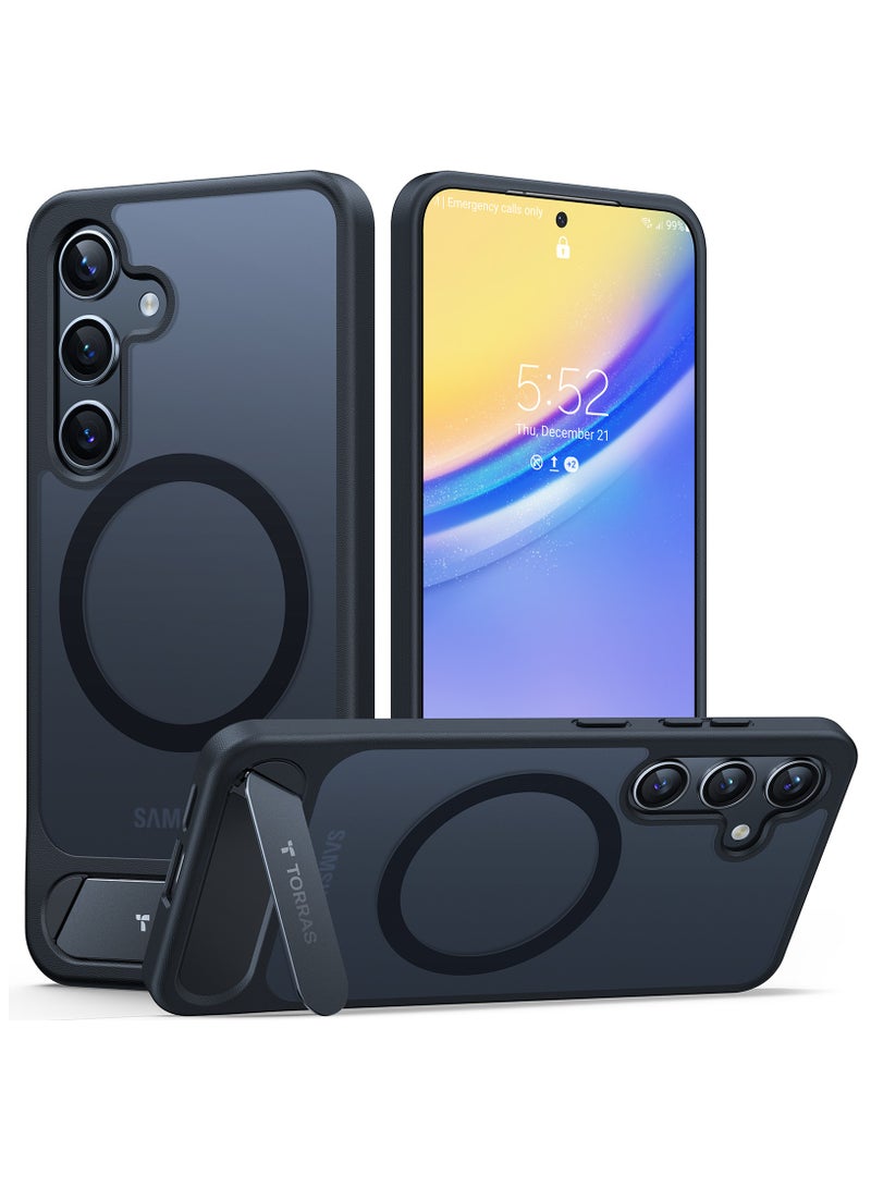 TORRAS Strong Magnetic & Seamless Stand for Samsung Galaxy S24 Case for MagSafe, 12FT Mil-Grade Drop Protection, Adjustable Kickstand for Samsung Galaxy S24 Case with Stand, Slim Frosted Matte Black black - Image 2