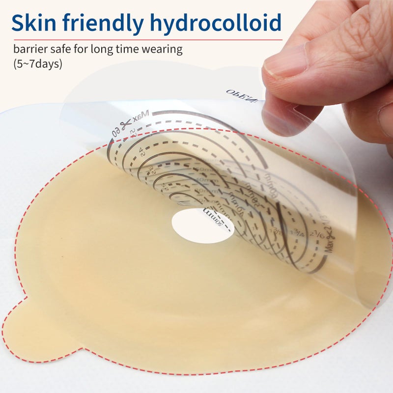 DERAYMI 10 Pack Skin Barriers for Two Piece Colostomy Bags, Ostomy Barrier with Non-Woven Border, Cut-to-Fit, 60mm Max - Image 2