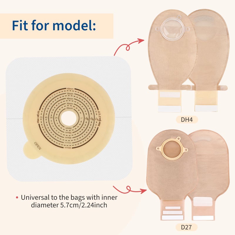 DERAYMI 10 Pack Skin Barriers for Two Piece Colostomy Bags, Ostomy Barrier with Non-Woven Border, Cut-to-Fit, 60mm Max - Image 4