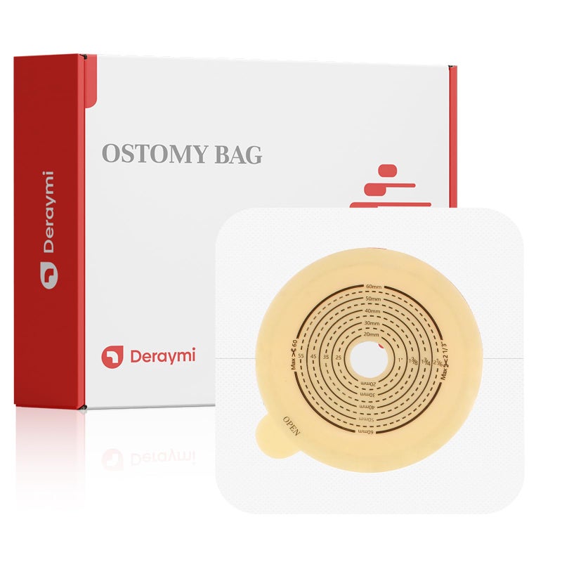 DERAYMI 10 Pack Skin Barriers for Two Piece Colostomy Bags, Ostomy Barrier with Non-Woven Border, Cut-to-Fit, 60mm Max - Image 1
