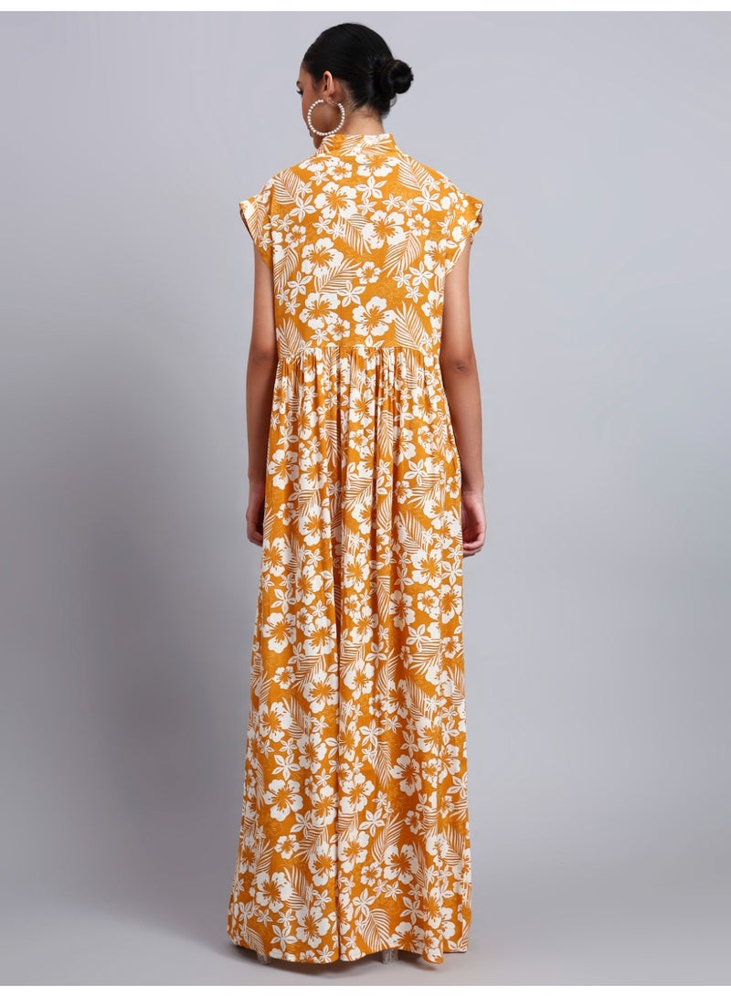 الايا جلابية قطنية مطبوعة بأكمام كاب للسيدات - Image 2