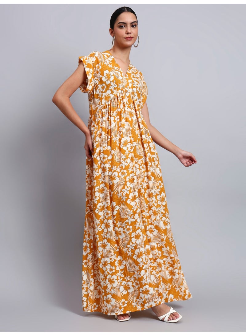 الايا جلابية قطنية مطبوعة بأكمام كاب للسيدات - Image 4