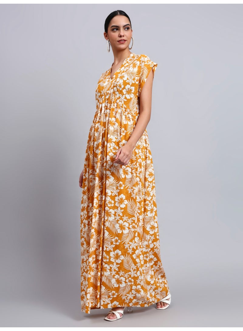 الايا جلابية قطنية مطبوعة بأكمام كاب للسيدات - Image 5