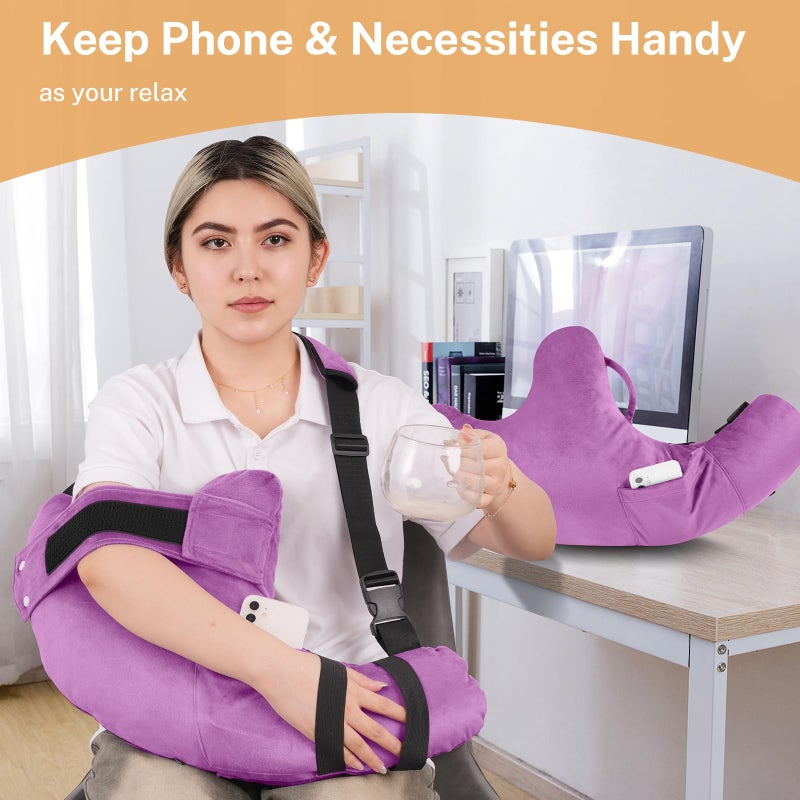 KUAZIDAR Shoulder Pillow Rotator Cuff Pillow - Arm Sling Side Sleeper Pillows for Adults, Post Shoulder Surgery Rotator Cuff Brace, Neck, Shoulder Pain, Post surgery gifts for women and men (Purple, Large) - Image 4