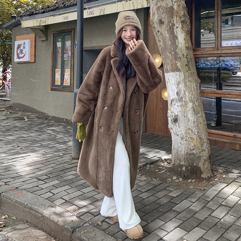 [] Brown Fur Coat Thickened Fur Coat Female = - Image 4