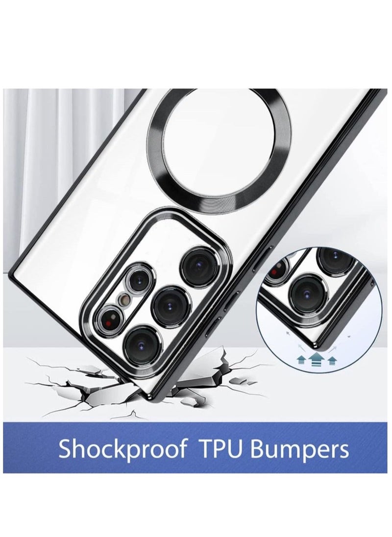 راكسوم حالة واضحة مغناطيسية لـ Galaxy S23 Ultra Case ، متوافقة مع Magsafe ، Love Heart Case Electrodlated Case Soft TPU Camera Full Camera Case Case - Image 2