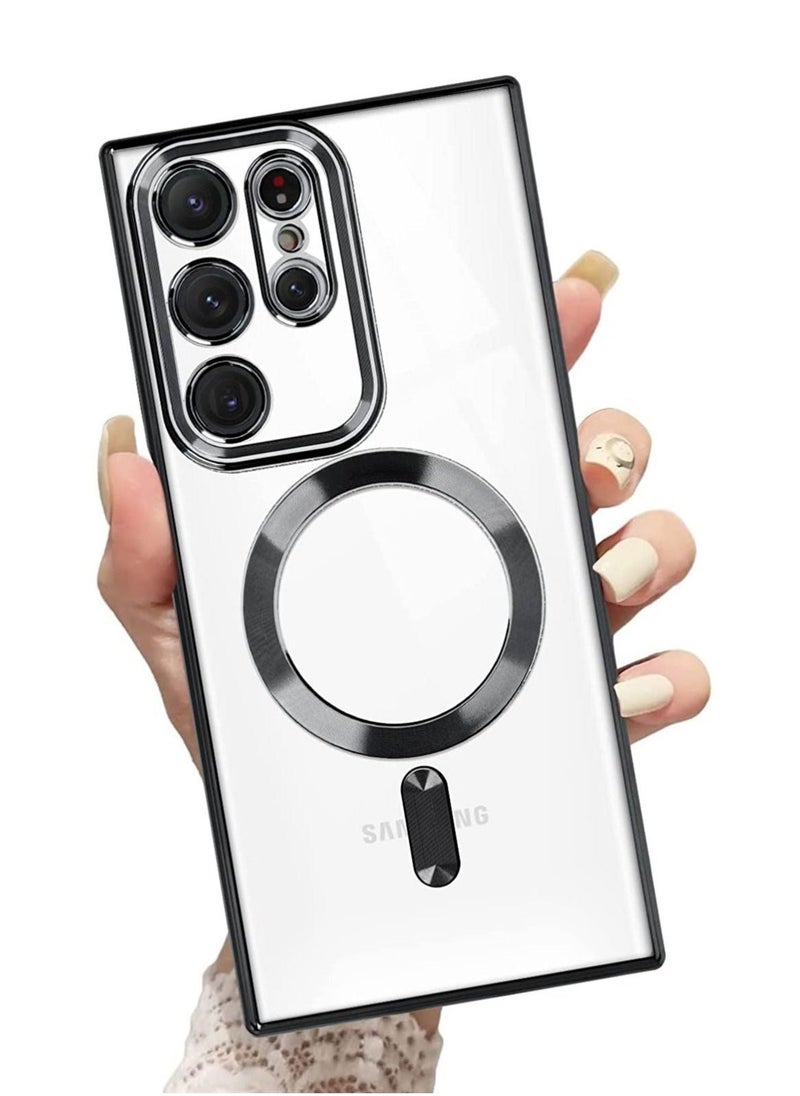 راكسوم حالة واضحة مغناطيسية لـ Galaxy S23 Ultra Case ، متوافقة مع Magsafe ، Love Heart Case Electrodlated Case Soft TPU Camera Full Camera Case Case - Image 1