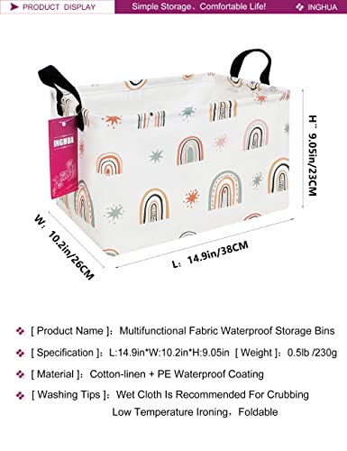 INGHUA Rectangular Storage Basket with Handles Gift Basket Room Decor Nursery Bin Organizer Box RecStar Rainbow - Image 3