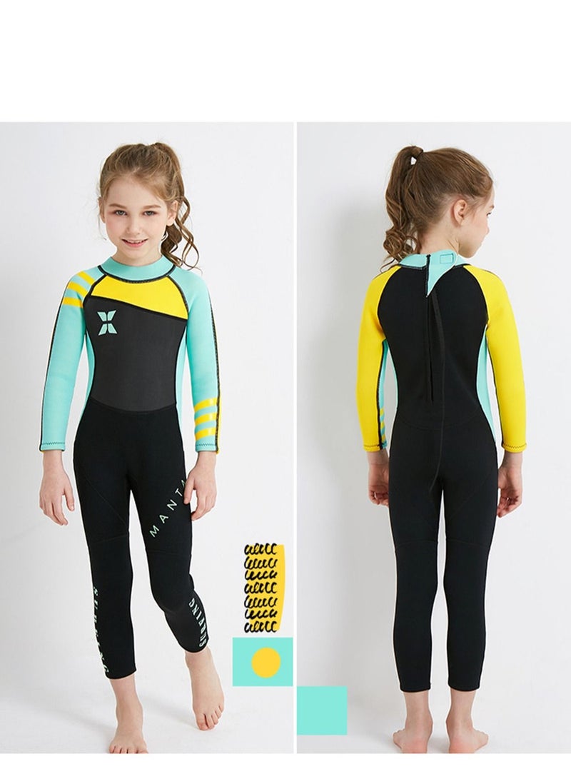DIVE & SAIL Children's Wetsuit 2.5mm One-piece Thickened Warm Swimsuit Long-sleeved Cold Swimsuit Green - Image 2