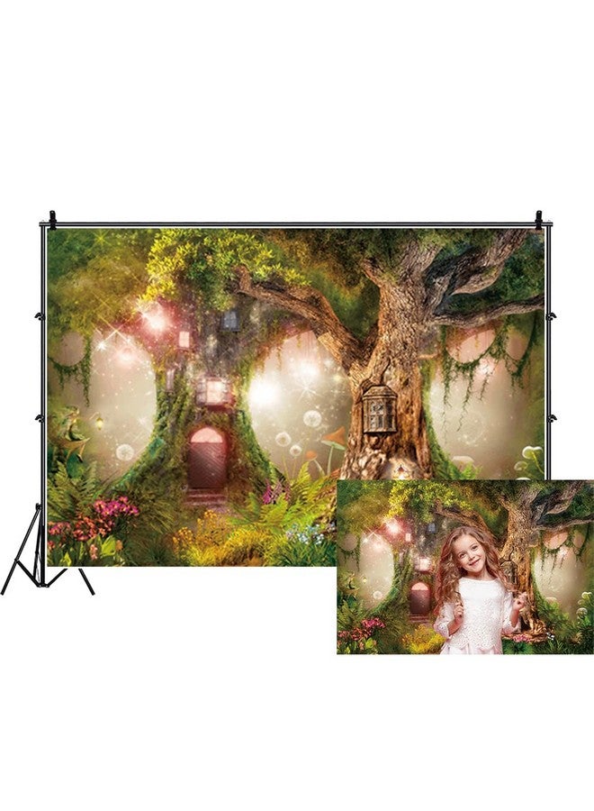Renaiss 7X5Ft Enchanted Forest Backdrop Magic Tree House Floral Mushroom Fantasy Fairy Tale Wonderland Polyester Fabric Photography Background For Baby Shower Kids Birthday Party Decor Banner - Image 2