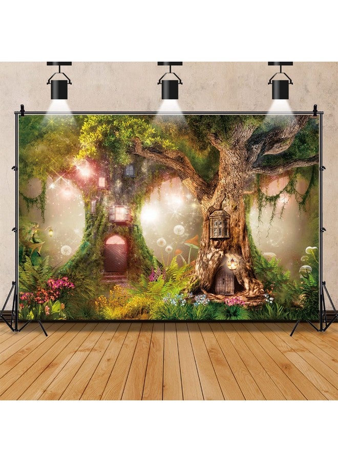 Renaiss 7X5Ft Enchanted Forest Backdrop Magic Tree House Floral Mushroom Fantasy Fairy Tale Wonderland Polyester Fabric Photography Background For Baby Shower Kids Birthday Party Decor Banner - Image 3