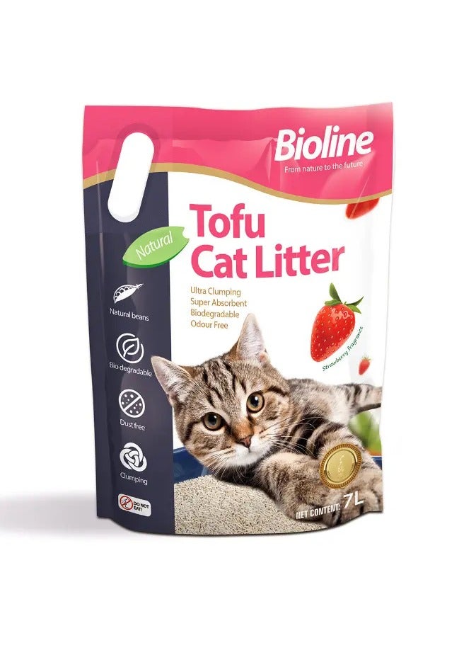 بايولاين رمل القطط بيولاين توفو ٧ لتر - برائحة الفراولة