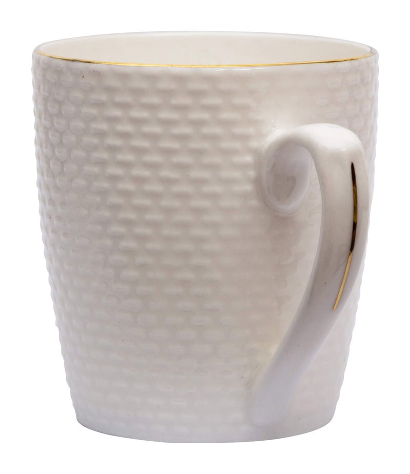 Home-Cart Bone China Embossed Coffee Tea Cup Set Mug, 6-Piece (Color-White, Size-160 ml) - Image 4