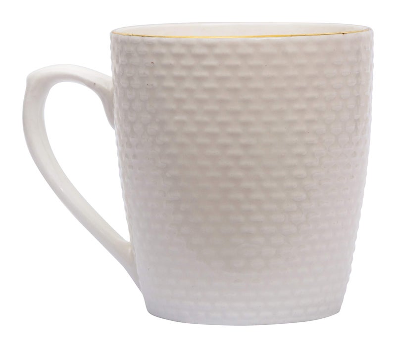 Home-Cart Bone China Embossed Coffee Tea Cup Set Mug, 6-Piece (Color-White, Size-160 ml) - Image 3