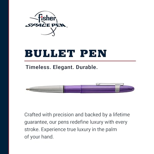 Fisher Space Pen Bullet Pen, Purple Haze, Ballpoint, Brass, Black Ink, Pocket Clip, Gift Box - Image 2