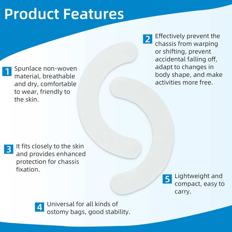 ovand 40 Pack Ostomy Supplies Skin Barrier Strips,Elastic Hydrocolloid Skin Extender Strips for colostomy Bags,Universal Waterproof Half Rings. - Image 3