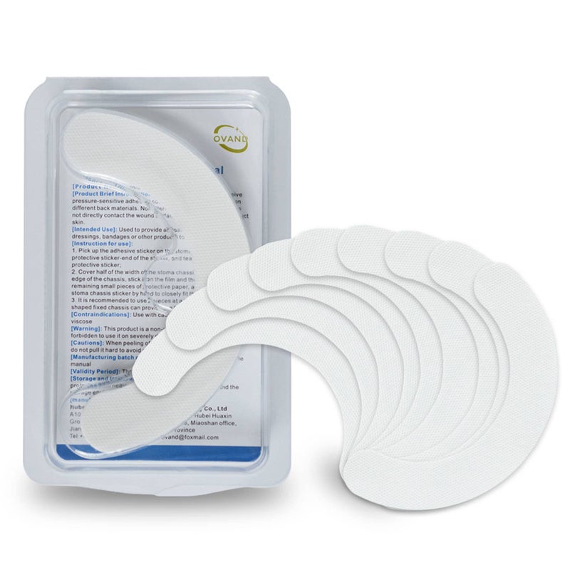 ovand 40 Pack Ostomy Supplies Skin Barrier Strips,Elastic Hydrocolloid Skin Extender Strips for colostomy Bags,Universal Waterproof Half Rings. - Image 1