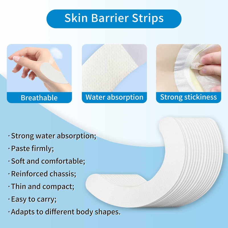 ovand 40 Pack Ostomy Supplies Skin Barrier Strips,Elastic Hydrocolloid Skin Extender Strips for colostomy Bags,Universal Waterproof Half Rings. - Image 4