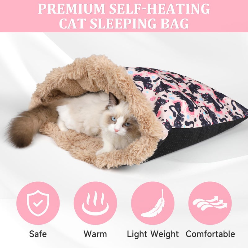Barklincharm Cat Bed Cave Sleeping Bag, Soft Plush Cats Sack, Cat Beds for Indoor Cats, Self-Warming Cozy Pet Nest Mat 23.6" x 22" - Image 3