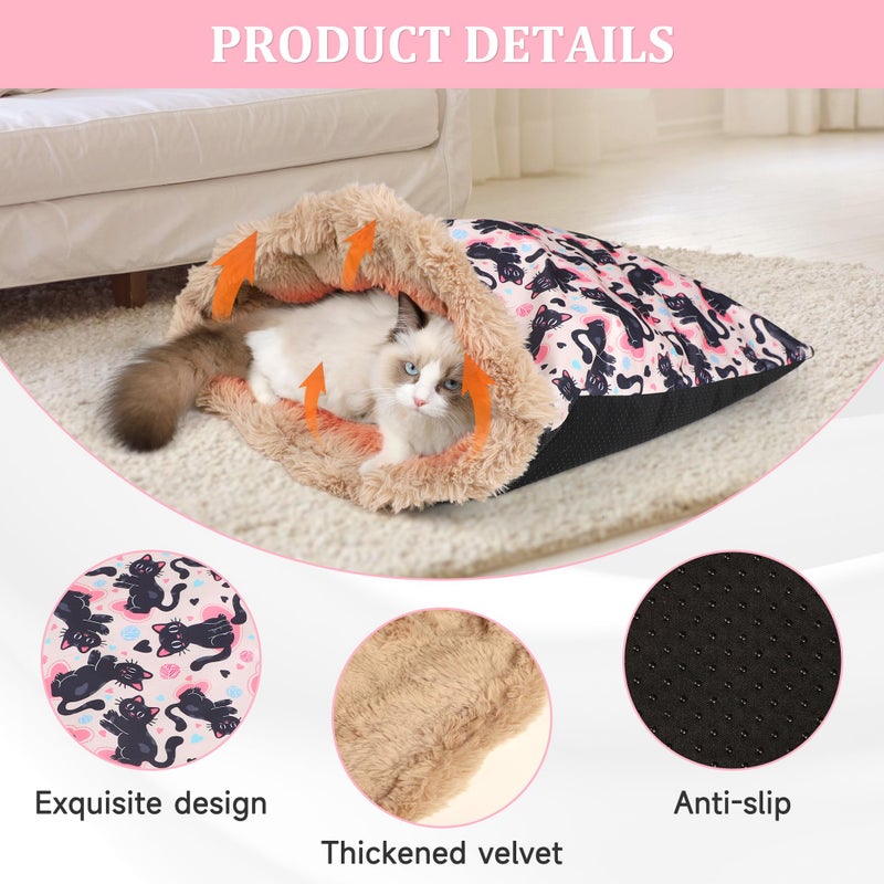 Barklincharm Cat Bed Cave Sleeping Bag, Soft Plush Cats Sack, Cat Beds for Indoor Cats, Self-Warming Cozy Pet Nest Mat 23.6" x 22" - Image 4