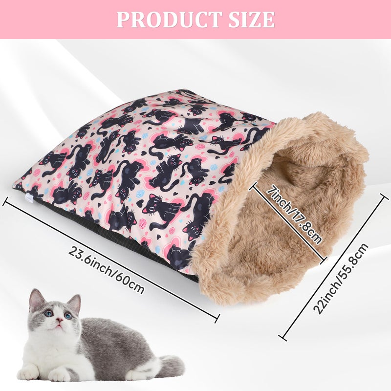 Barklincharm Cat Bed Cave Sleeping Bag, Soft Plush Cats Sack, Cat Beds for Indoor Cats, Self-Warming Cozy Pet Nest Mat 23.6" x 22" - Image 2