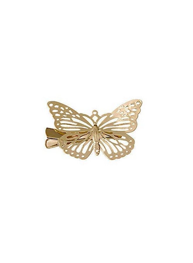 El Regalo 2 Pcs Barrette Hollow Out Golden Butterfly Metal Hair Clips For Girls & Women (Set Of 2) (1 Silver + 1 Golden) - Image 5