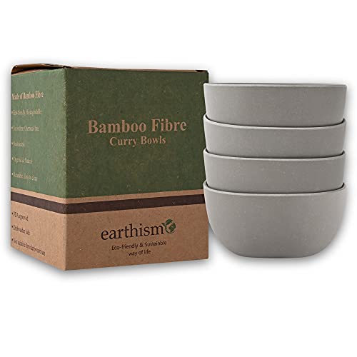 Earthism Eco-Friendly Bamboo Fibre Curry Bowls Square 9 cm- Pack of 4, Dark Grey - Image 5