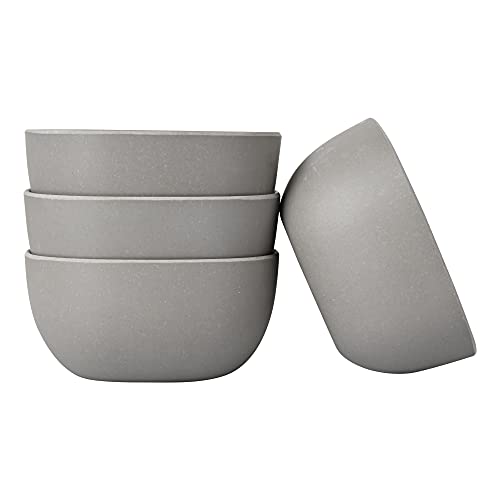 Earthism Eco-Friendly Bamboo Fibre Curry Bowls Square 9 cm- Pack of 4, Dark Grey - Image 1