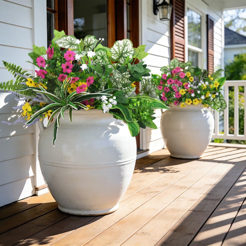 Roberly 20 Pcs Artificial Plants Outdoor, Fake Plants UV Resistant Greenery Stems Plastic Leaves Faux Flowers Bushes for Spring Summer Table Patio Front Porch Garden Indoor Outdoor Home Decor - Image 5