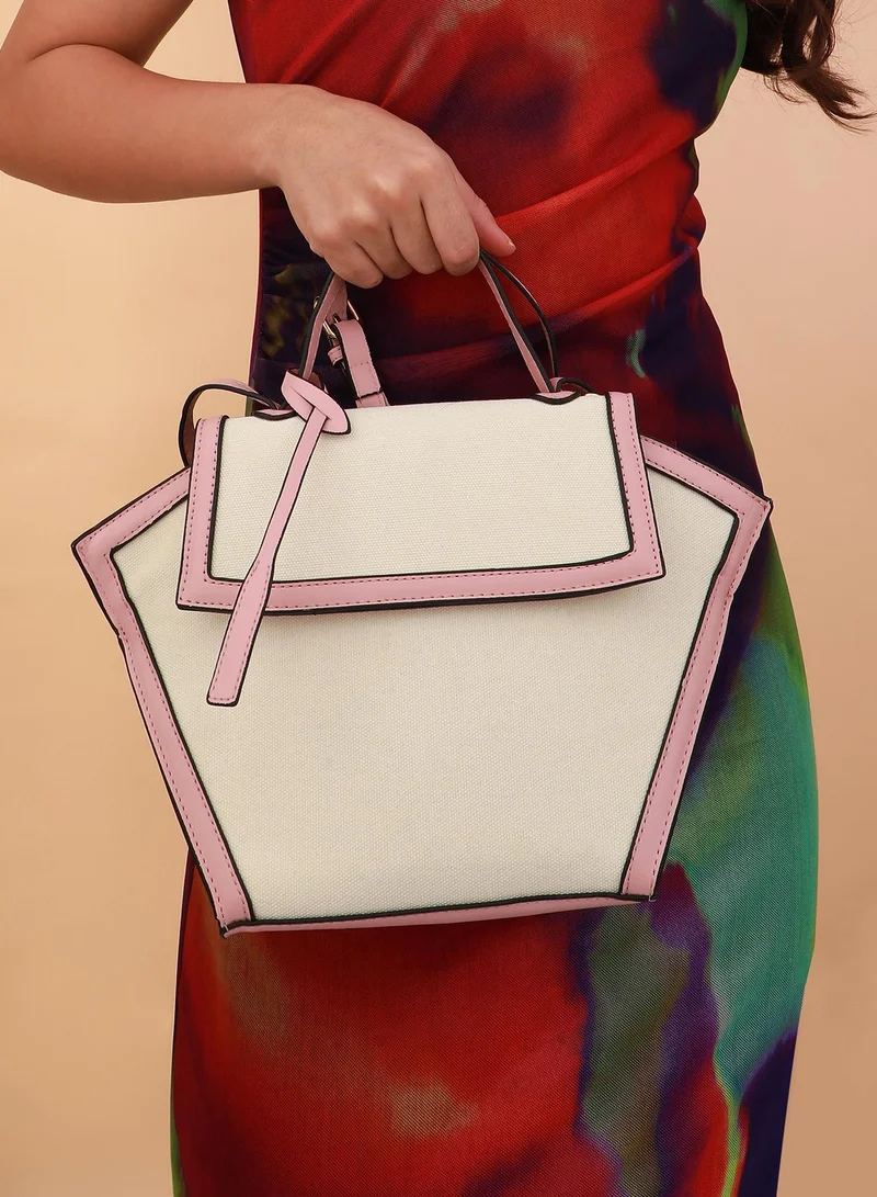 Haute Sauce Colour block Magnet Lock Regular Vegan Leather Hand Bag For Women
