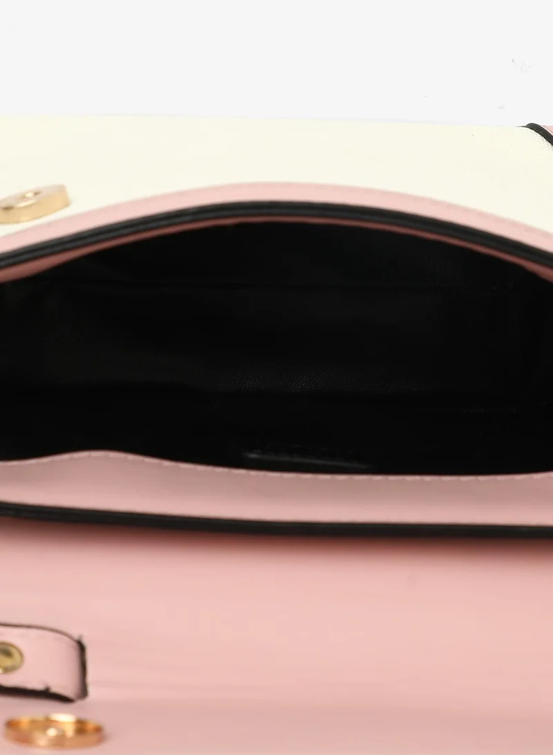 Haute Sauce Colour block Magnet Lock Regular Vegan Leather Hand Bag For Women