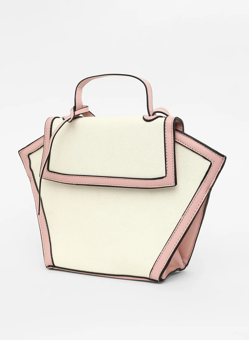 Haute Sauce Colour block Magnet Lock Regular Vegan Leather Hand Bag For Women