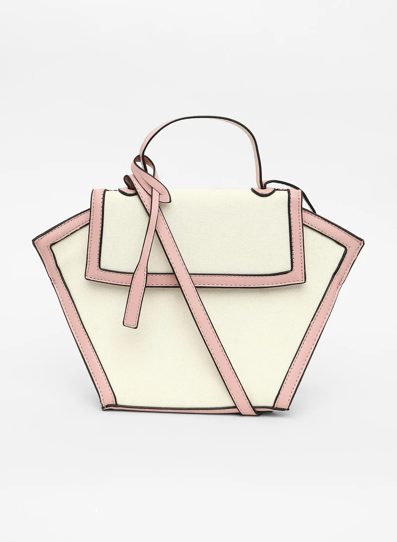 Haute Sauce Colour block Magnet Lock Regular Vegan Leather Hand Bag For Women