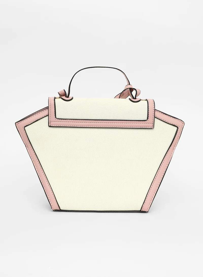 Haute Sauce Colour block Magnet Lock Regular Vegan Leather Hand Bag For Women