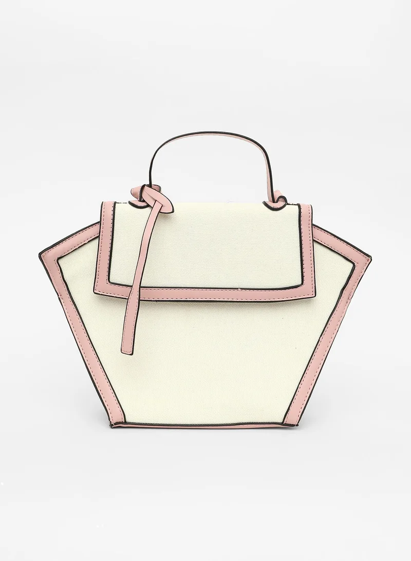 Haute Sauce Colour block Magnet Lock Regular Vegan Leather Hand Bag For Women