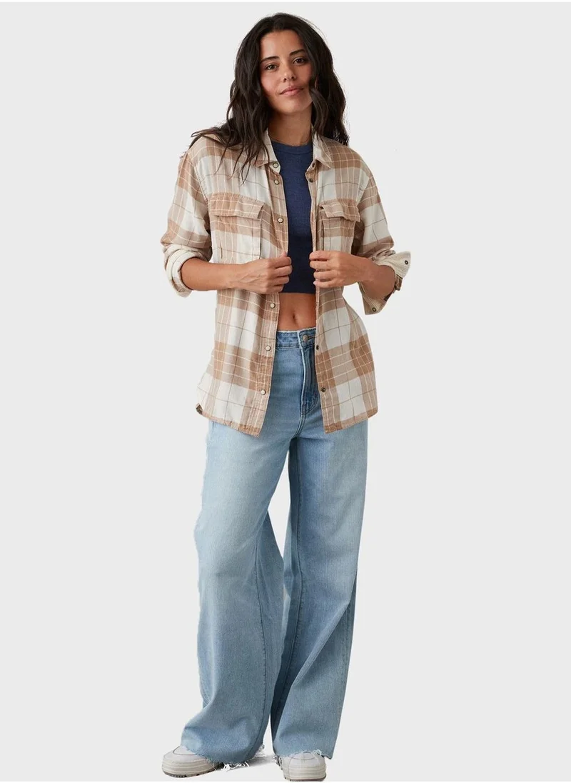 American Eagle Checked Button Down Shirt